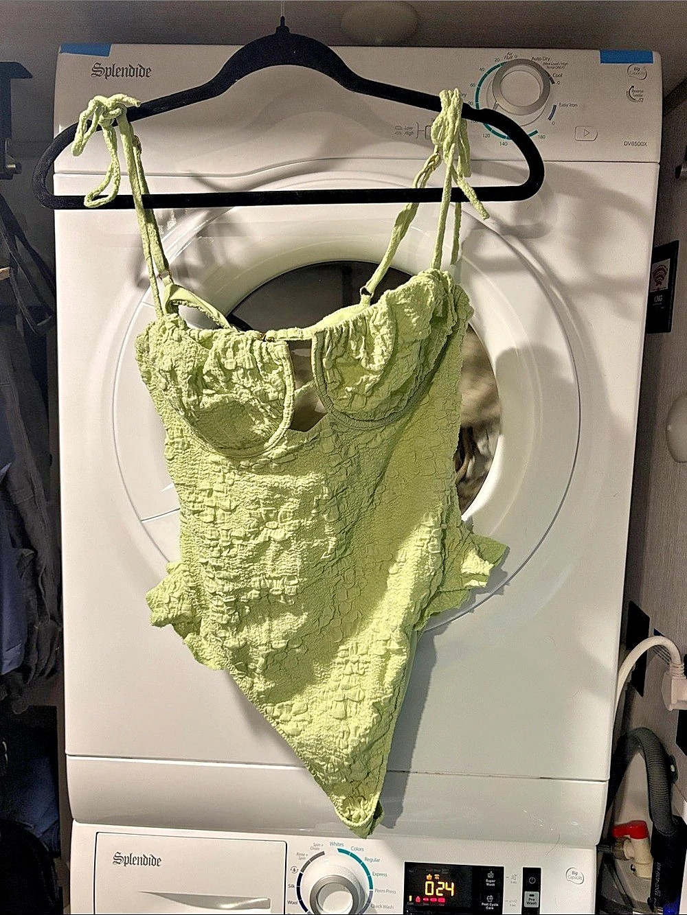 Ruffled One-Piece Swimsuit in Green